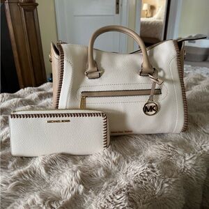 Michael Kors White and Tan Satchel Set